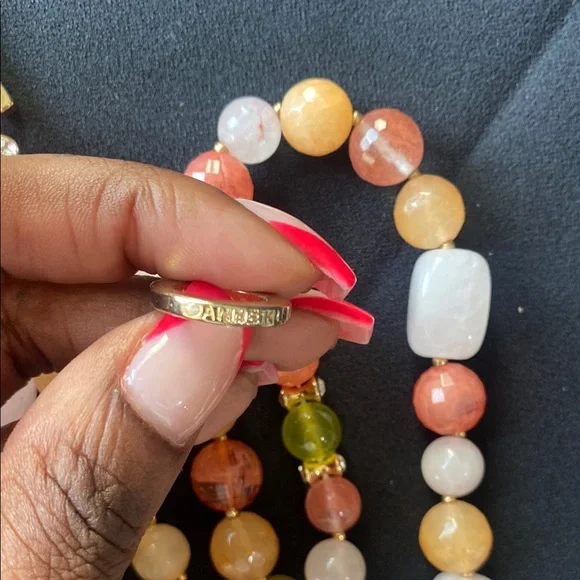 Anne Klein Pink and Orange Beaded Necklace - Picture 5 of 8